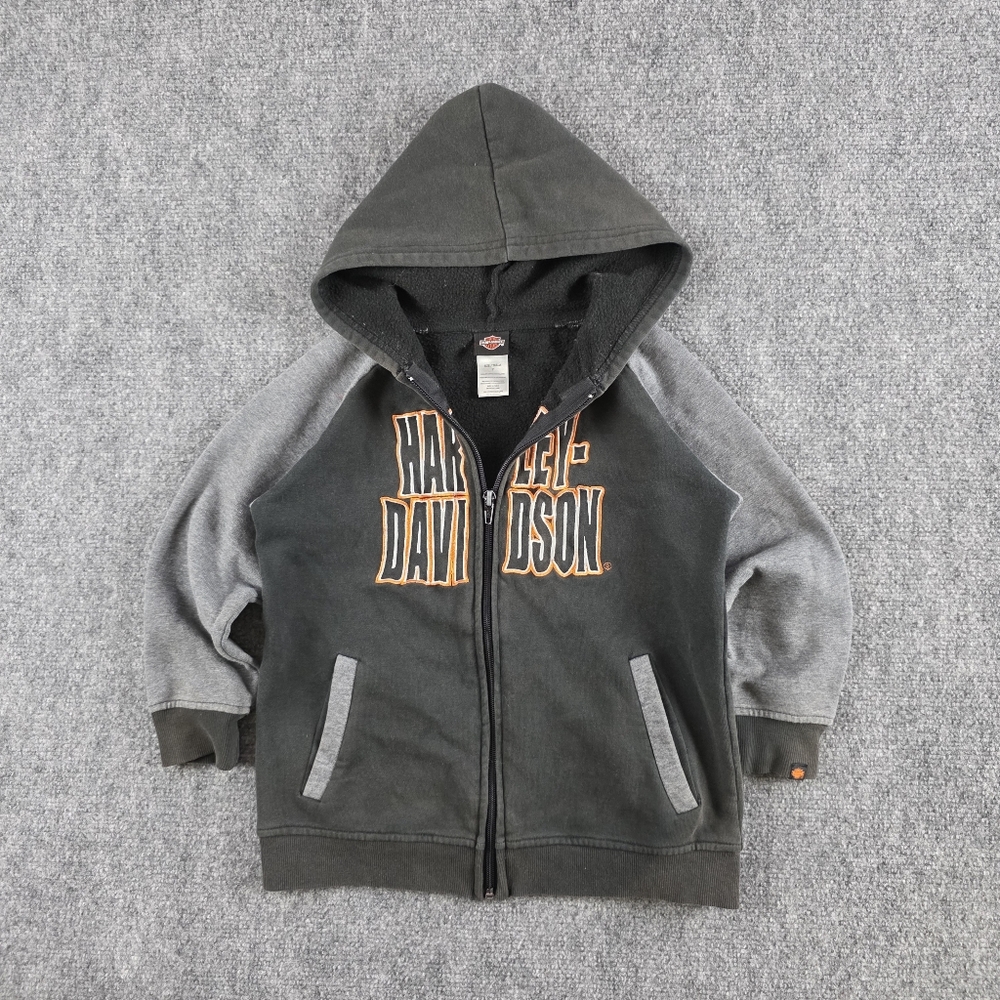 Harley-Davidson 80/20 Cotton Raglan Zip Hoodie Black Grey 7 Screamin Eagle